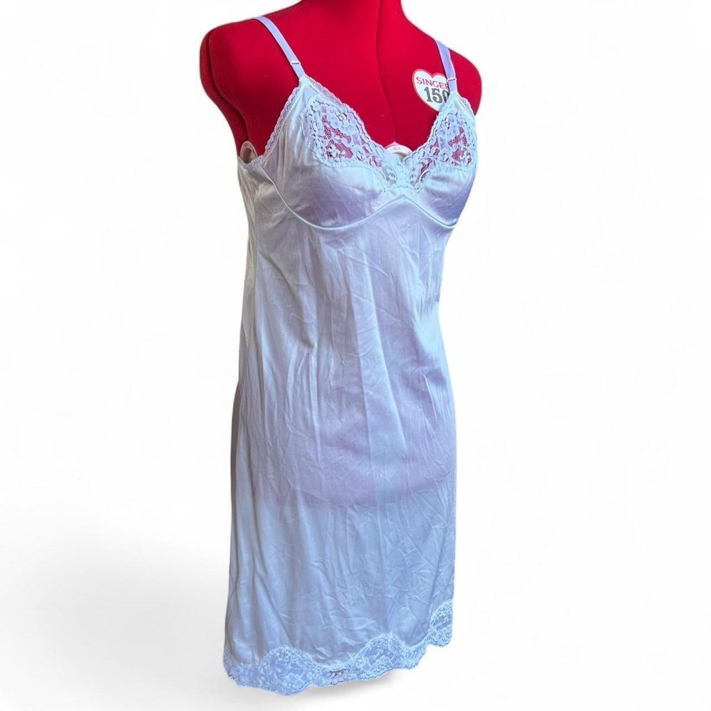 Adonna Size 34 White lace slip dress lingerie adjustable straps lace trim bridal
